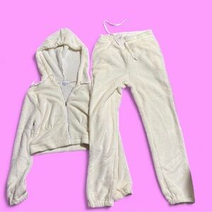 Y2K Hot & Delicious Cream Fleece Zip-Up Set
